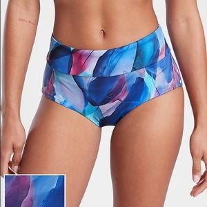 NWT Athleta - Malibu Printed Swim Boyshort Bottoms, Make A Splash Cool / Blue